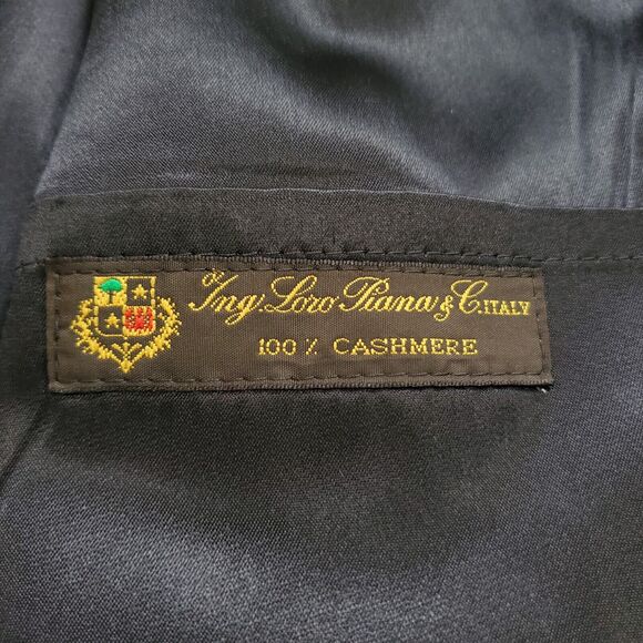 LORO PIANA 100% Cashmere Coat Men's 46R Black Long Overcoat Classic Quiet Luxury - Picture 4 of 16